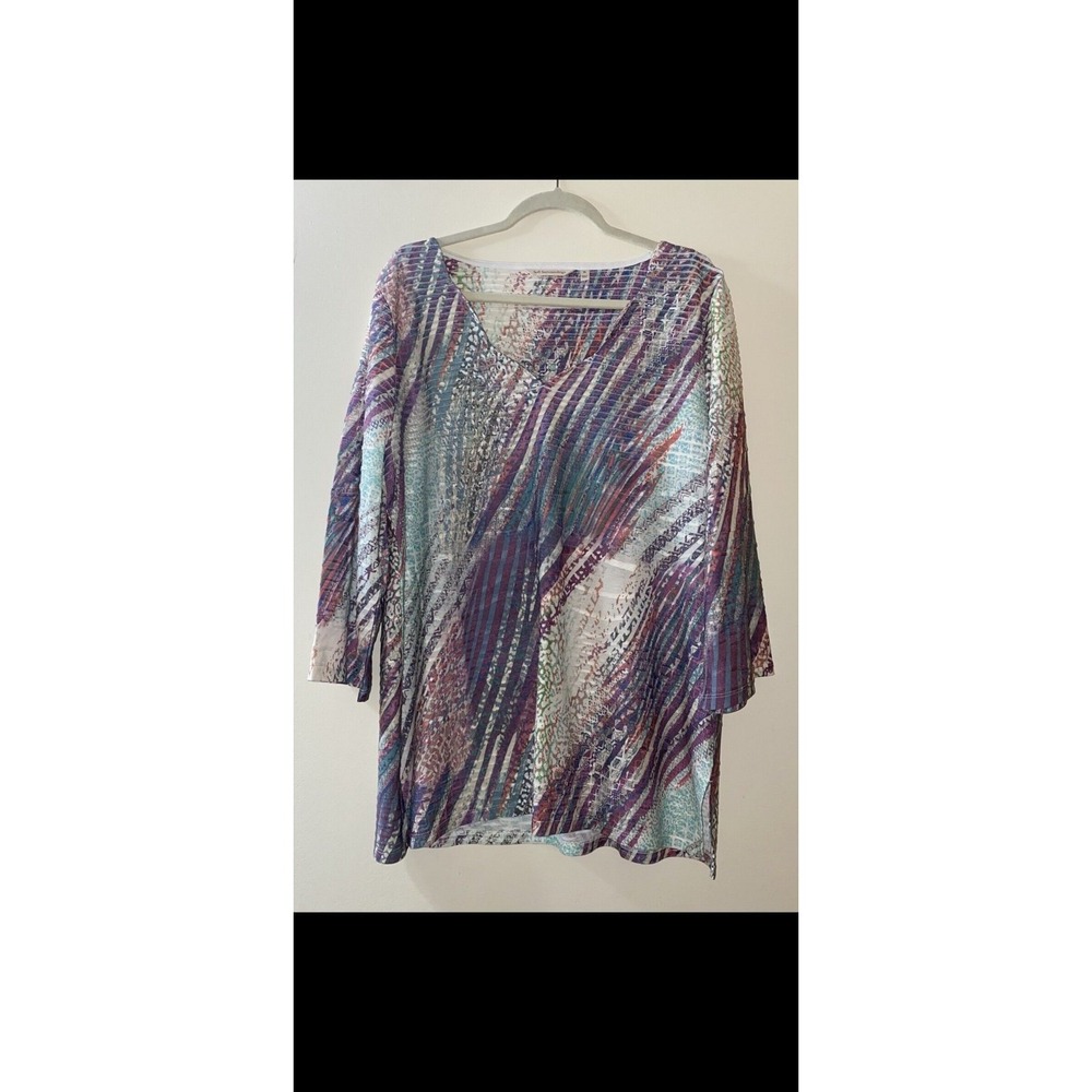 Soft surroundings rainbow striped tunic top 1X